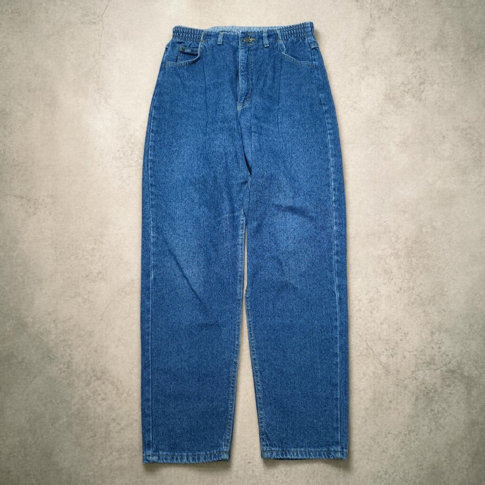Vintage Lee Mom Jeans 100% Cotton Stretch Waist Tapered Womens 12 MED 30 x 28
